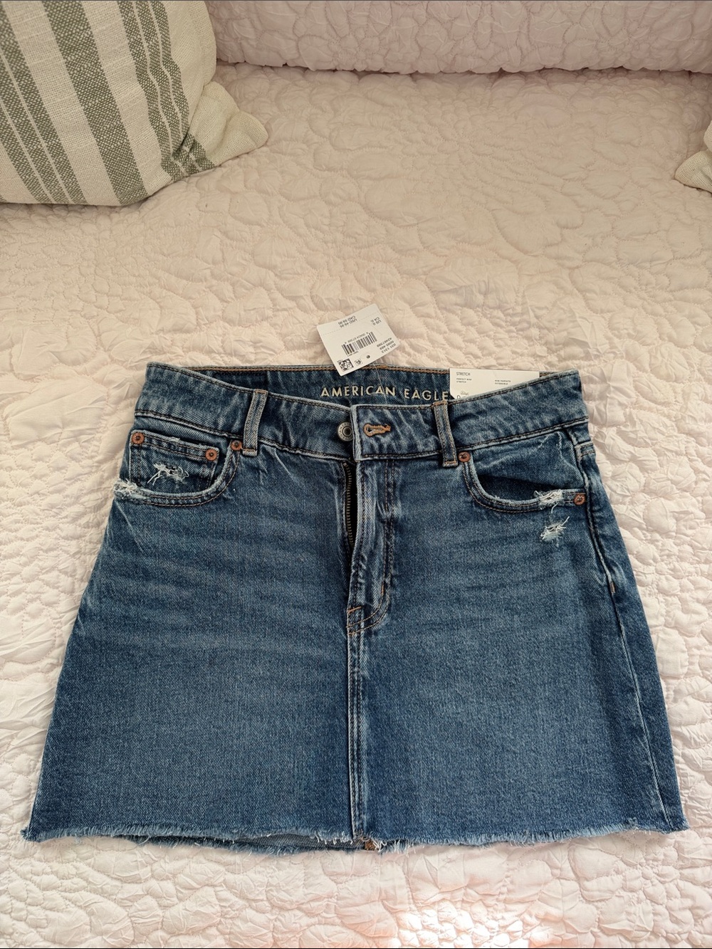 American Eagle Outfitters Blue Distressed Denim Mini Skirt